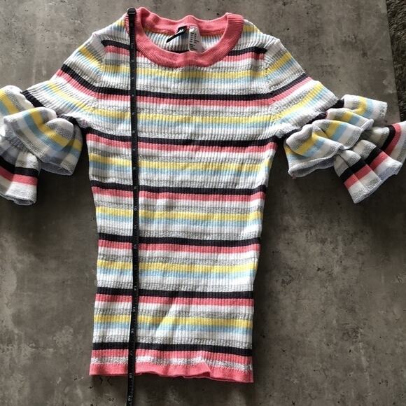 Divided H&M Multicolor Stripe Ruffle Sweater - XS - Picture 4 of 9